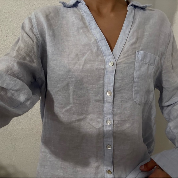 C&C California Tops - C&C California Sky Blue Linen Shirt